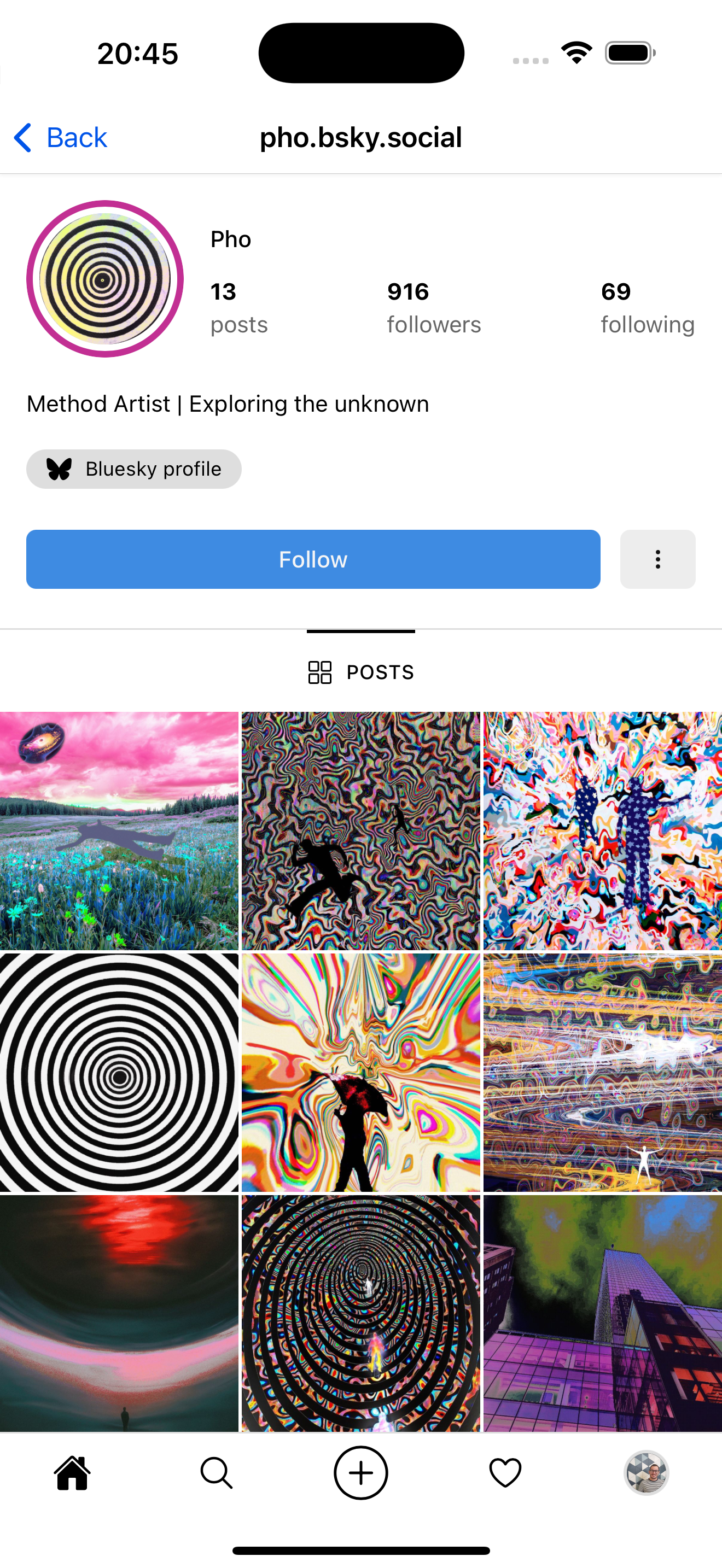 Screenshot of user profile