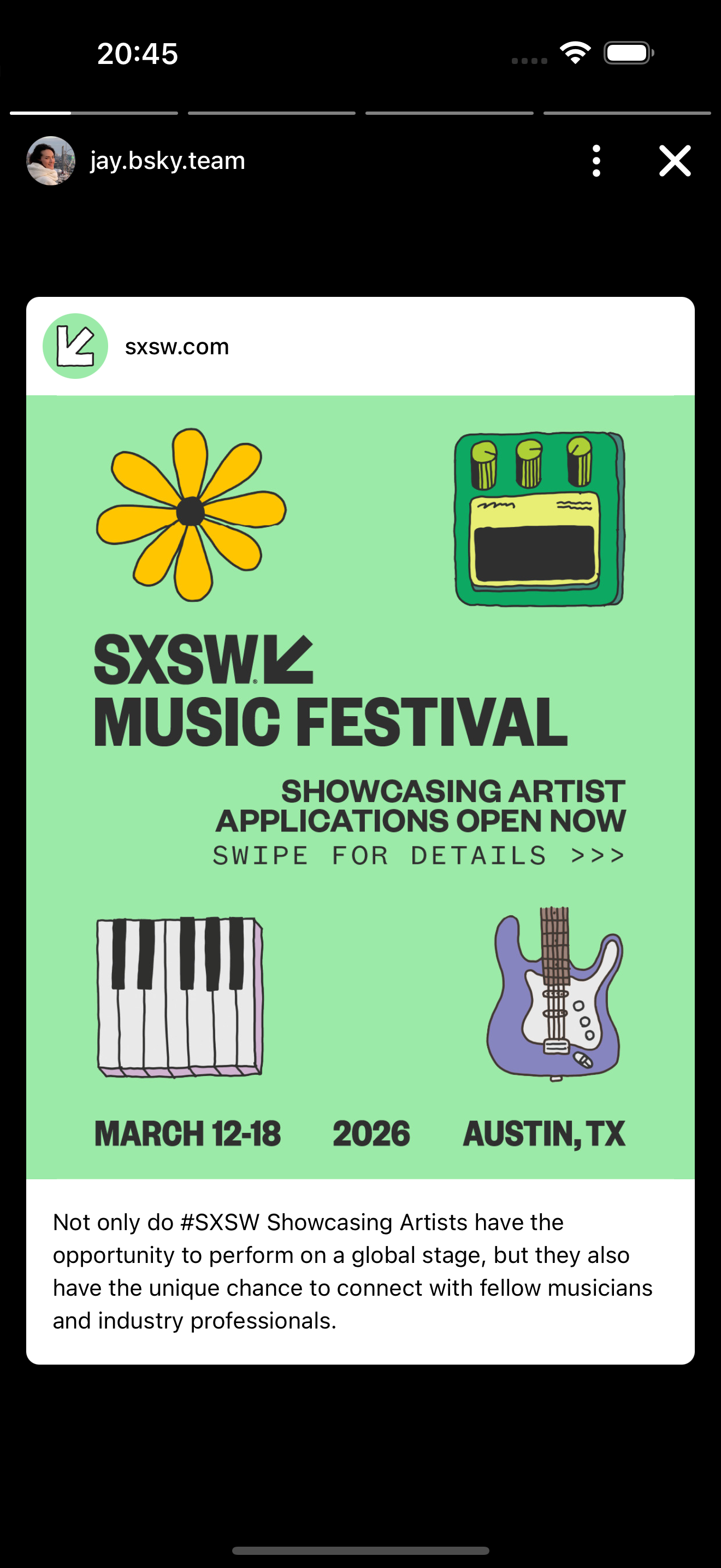 Screenshot of stories